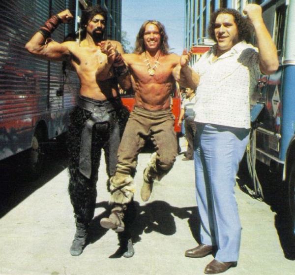 Wilt Chamberlain, Arnold Schwarzenegger, Andre the Giant