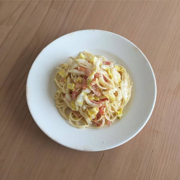 白菜とベーコンのスパゲッティu