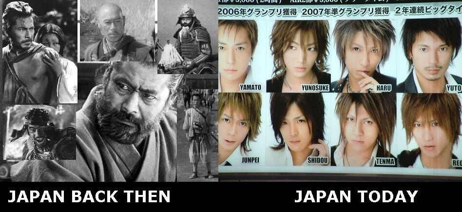 かつての日本男性と今日の日本男性を比較した画像が話題に　海外の反応